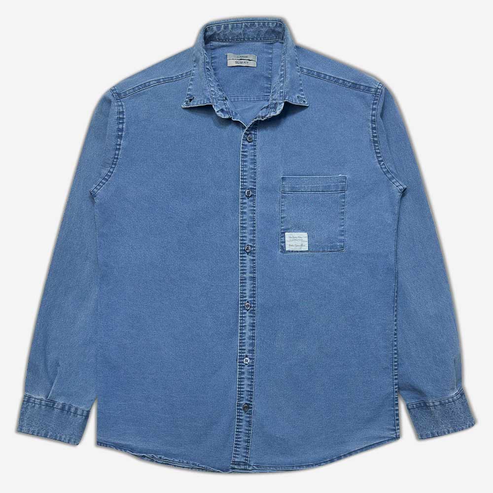 1240193-4-Lee-shirt-single-pocket-long-stein-mens-blue-1 پیراهن لی تک جیب مردانه آستین بلند آبی اسپرت 1240193-2 نمای جلو پیراهن