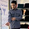 پیراهن کتان دو جیب مردانه آستین بلند آبی 1240247-8 نمای تنخور پیراهن