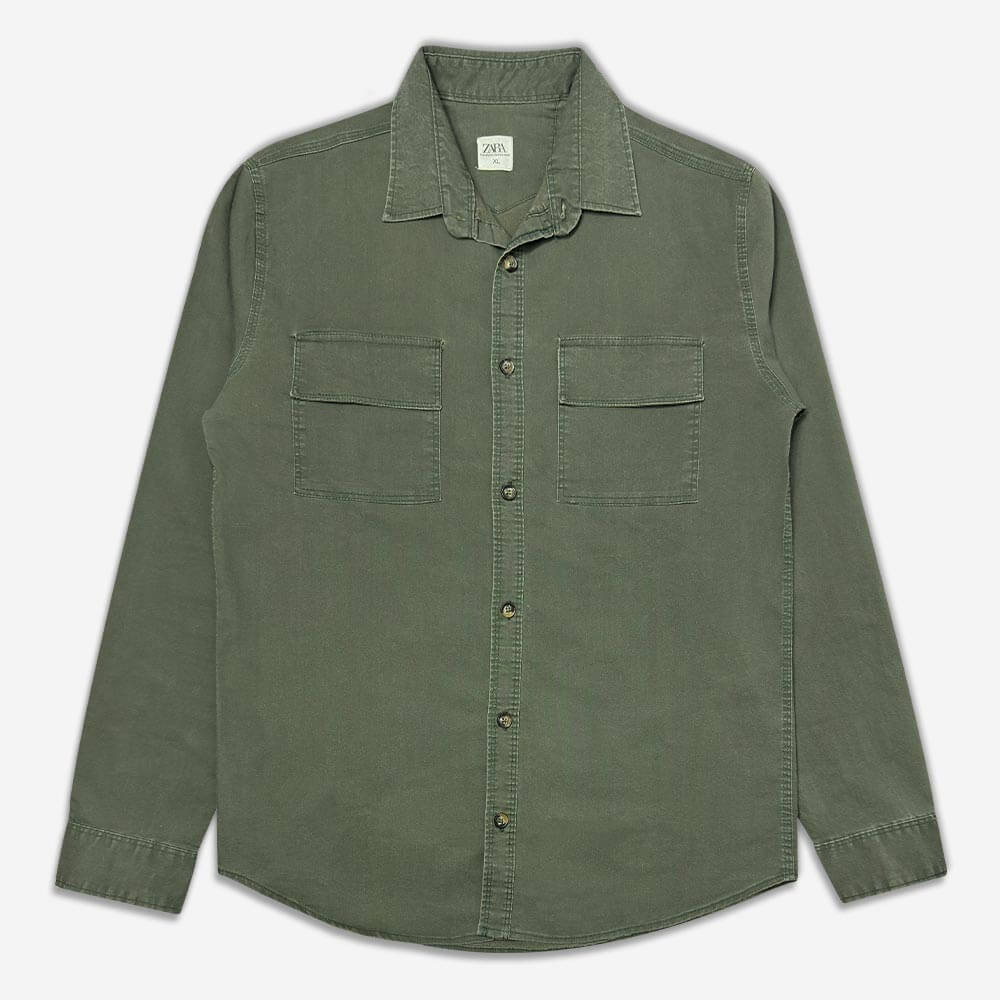1240195-4-Mens-linen-shirt-two-pocket-jade-1 پیراهن کتان دو جیب مردانه آستین بلند یشمی 1240247-2 نمای جلو پیراهن