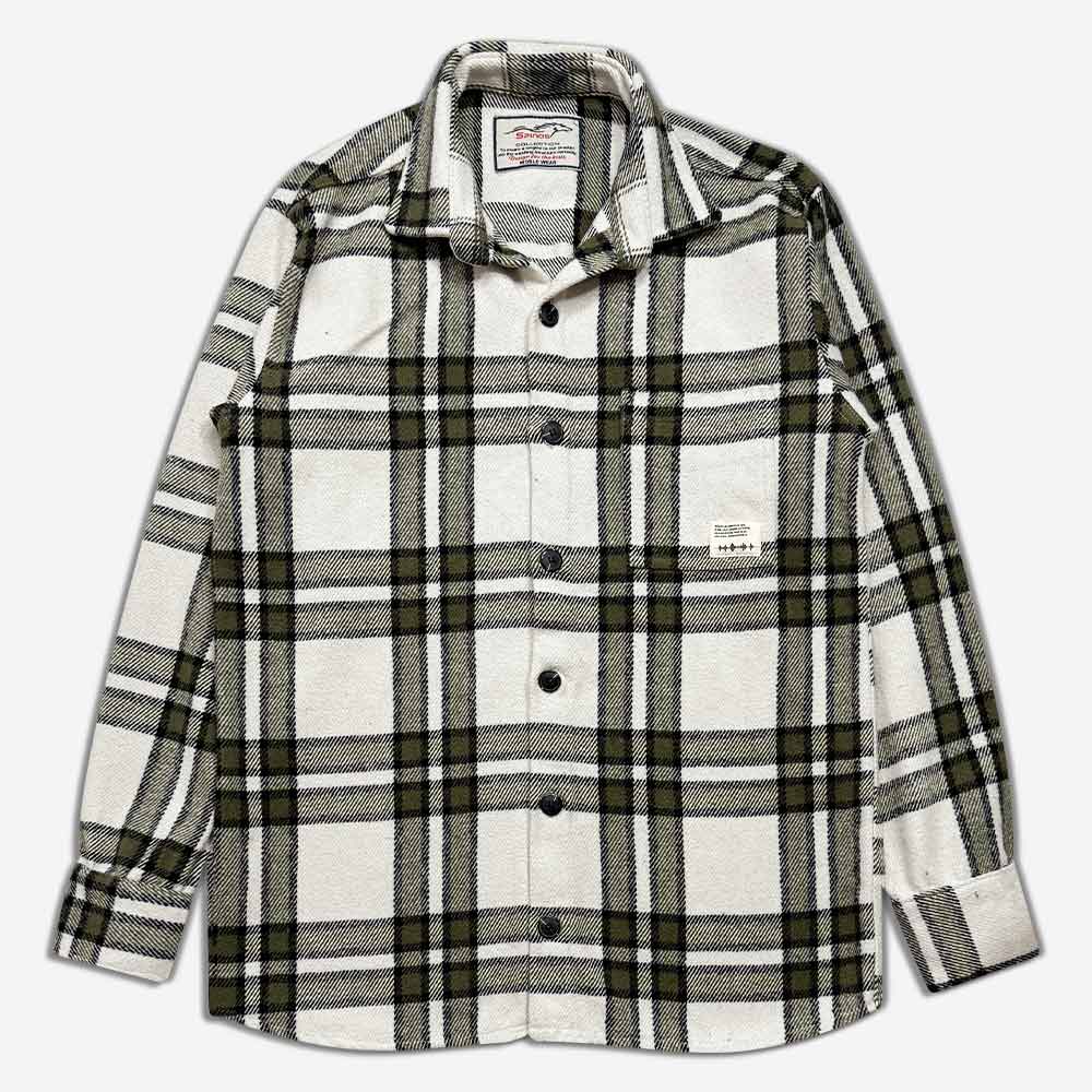 1240224-13-Shirt-woolen-plaid-green-1 پیراهن پشمی چهاخانه تک جیب سبز 1240224-2 نمای جلو