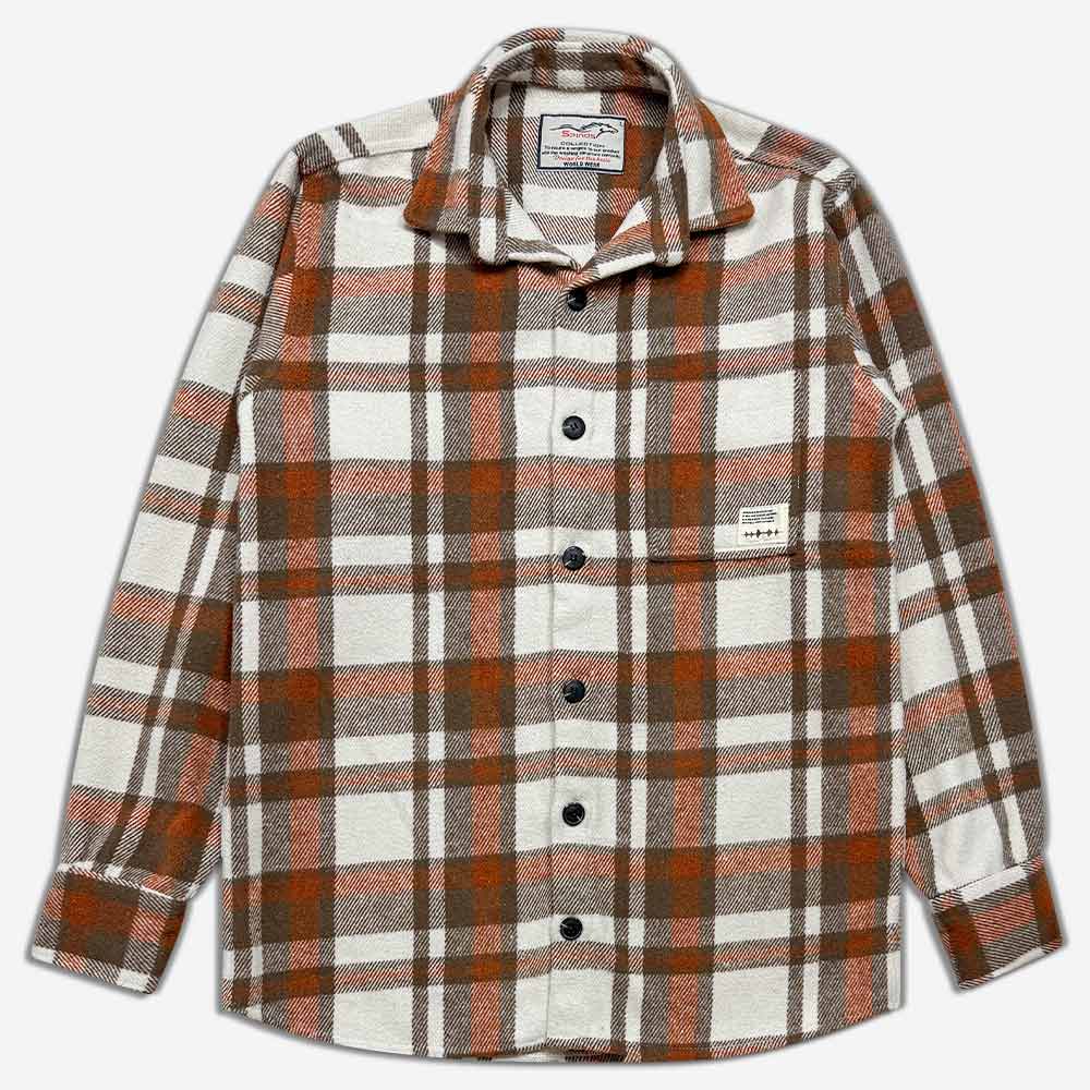 1240224-19Shirt-woolen-plaid-orange-1 پیراهن پشمی چهاخانه تک جیب نارنجی1240224-4 نمای جلو
