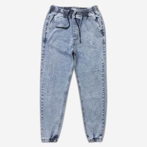 شلوار اسلش لی ( جین ) اسپرت کمر ودمپا کش یخی132067-4 نمای جلو