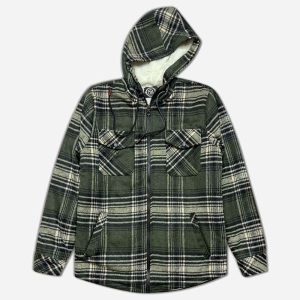 سویشرت پشمی خزدار چهارخانه سبز 1330133-5 نمای جلو سویشرت