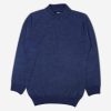 بلوز بافت یقه گرد آبی تیره 1330117 نمای جلو