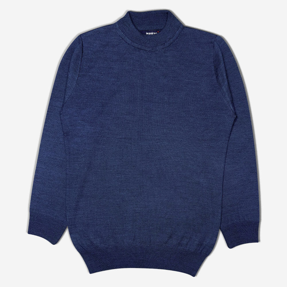 Dark-blue-simple-round-neck-cotton-men-sweater-1330100-2-1 بلوز بافت یقه گرد آبی تیره 1330117 نمای جلو