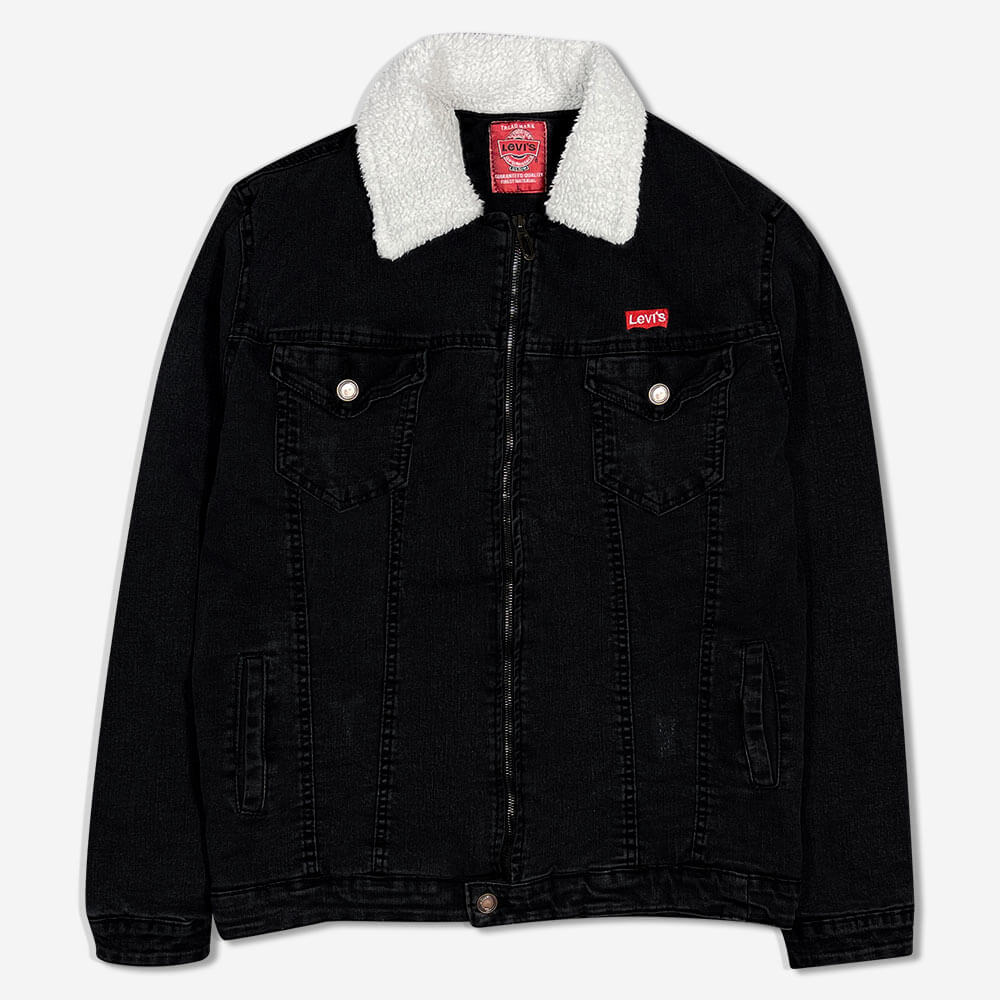 black-fury-denim-jacket-118021-1 کاپشن لی خزدار مشکی زیپ دار