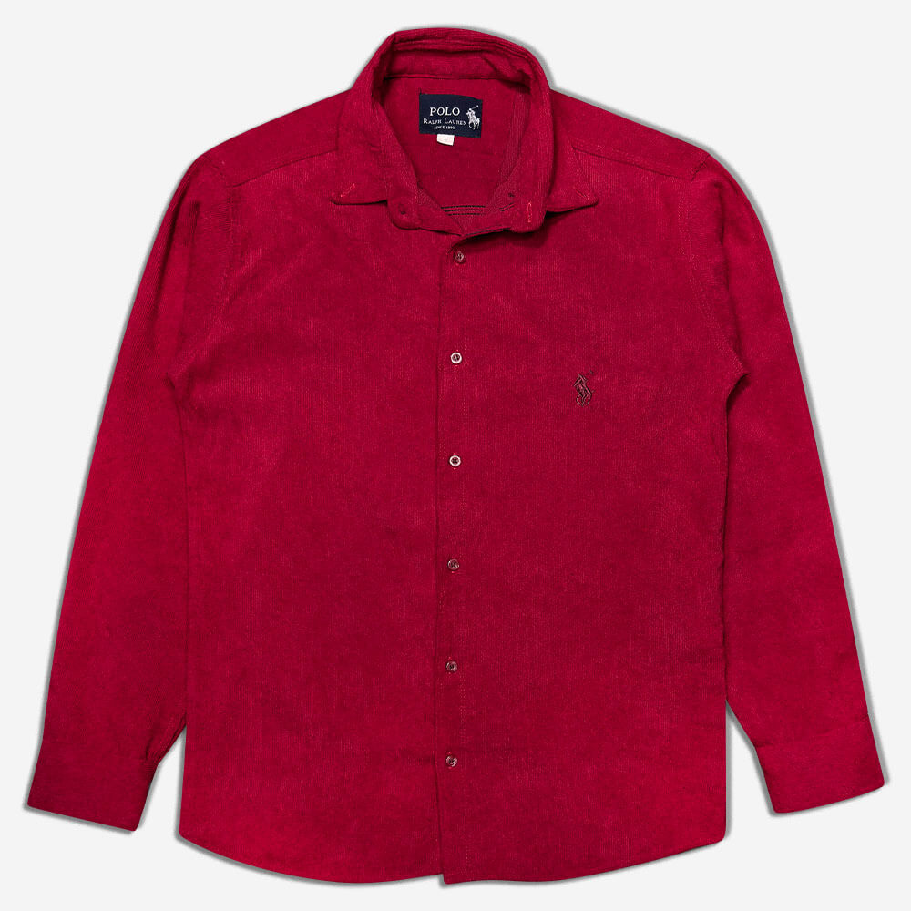 crimson-long-sleeve-corduroy-mens-shirt-1240117-10 پیراهن مخمل کبریتی مردانه قرمز 1240304-2 نمای جلو