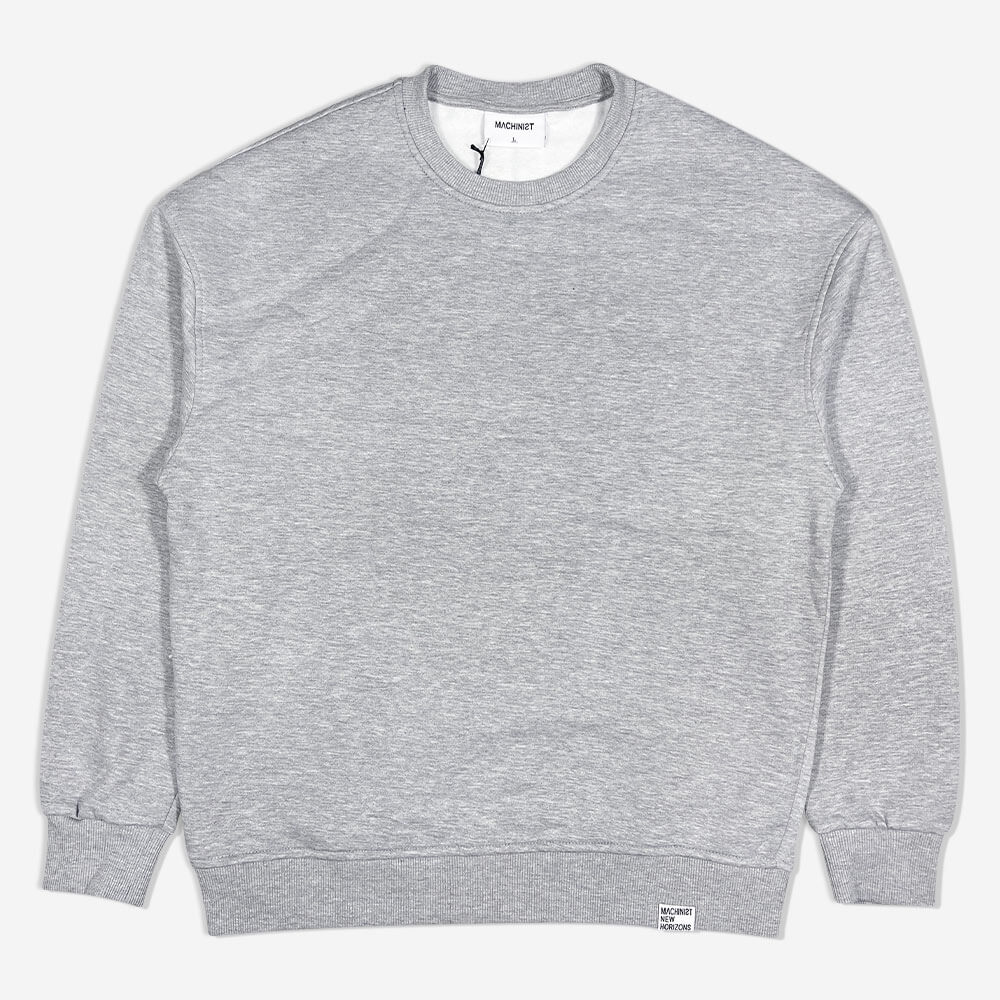 gray-simple-round-neck-long-sleeve-men-sweatshirt-133096-3-1 بلوز دورس اورسایز سه نخ طرح machinist طوسی 133096 نمای جلو