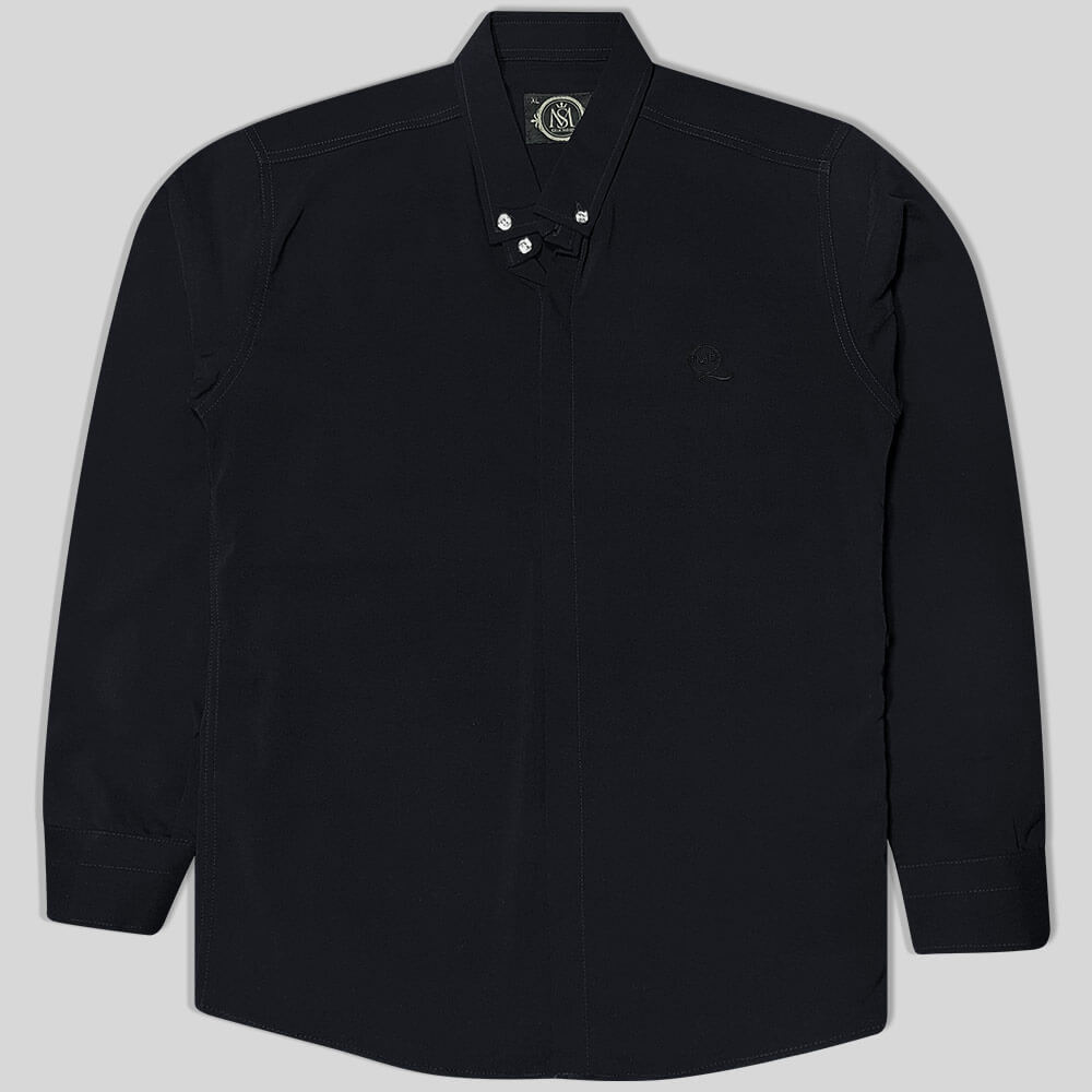 simple-men-satin-rami-shirt-124062-10-black-2-2 پیراهن ساتن رامی مجلسی دکمه مخفی مشکی 1240221-7 نمای جلو