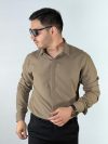 پیراهن دوشین دکمه مخفی بلند رنگ قهوه ای 1240362-6 نمای جلو