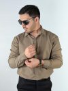 پیراهن دوشین دکمه مخفی بلند رنگ قهوه ای 1240362-6 نمای جلو سوم