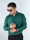 پیراهن دوشین دکمه مخفی بلند رنگ سبز 1240362-2 نمای جلو