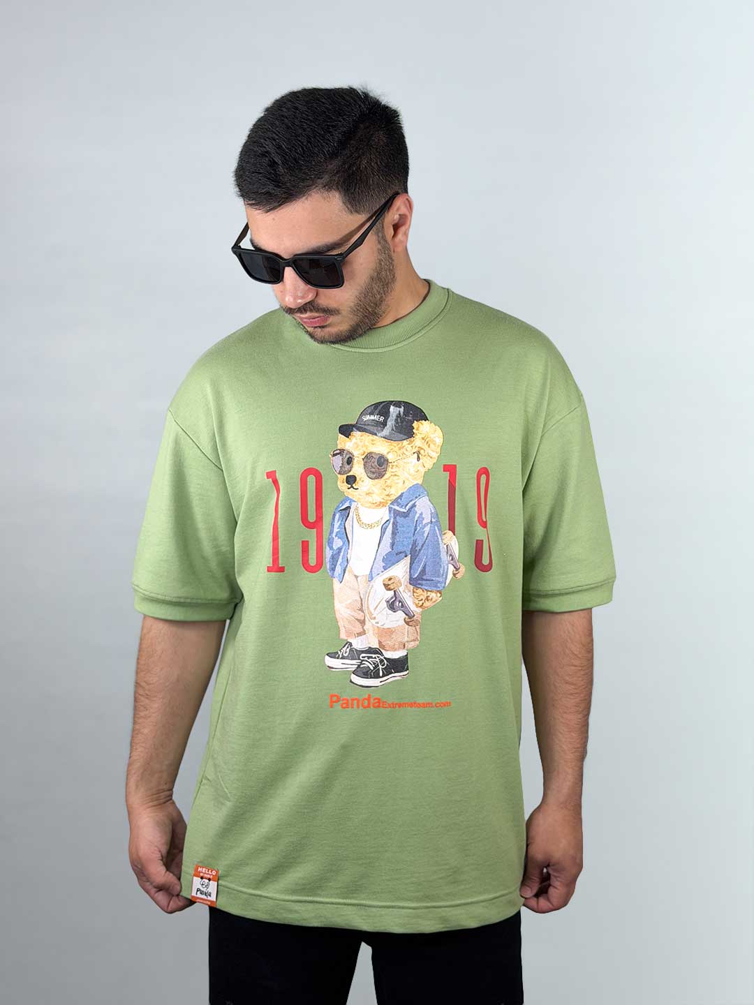 PANDA1919-Drop-Shoulder-T‑Shirt-–-Green-1220190-1 تیشرت دراپ شولدر PANDA1919 سبز 1220190-17 - Image 1