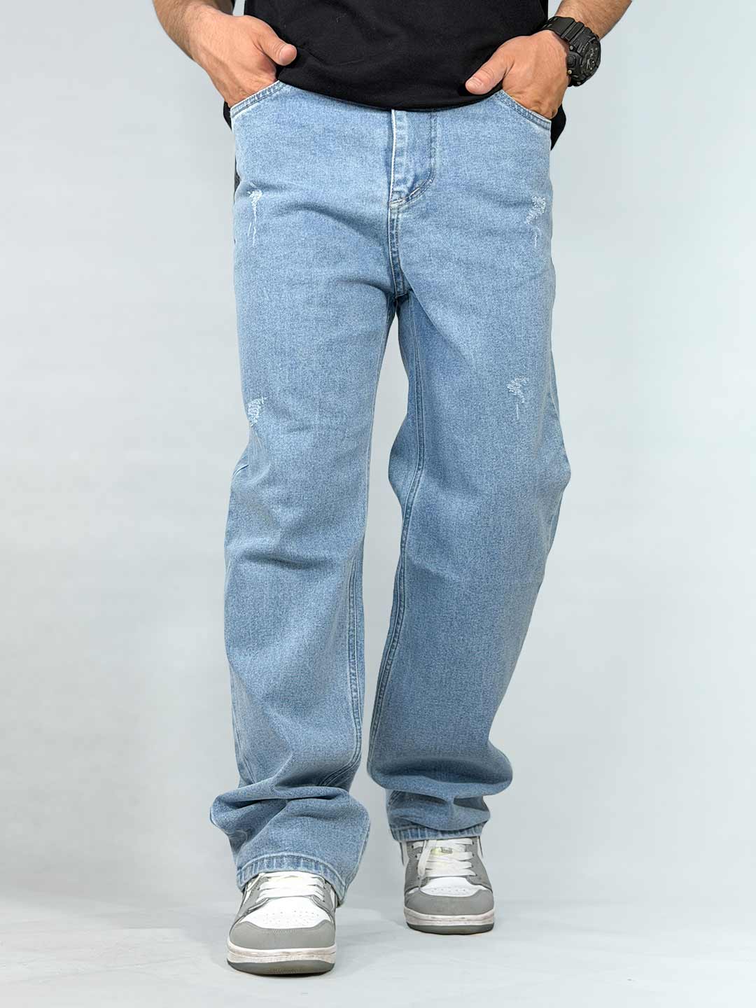 Semi‑Baggy-Denim-Jeans-–-Sky-Blue-1110198-1 شلوار جین نیم بگ قد 110 رنگ آبی آسمانی 1110198-2 نمای جلو