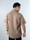 پیراهن لینن آستین کوتاه رنگ قهوه ای 1240364-10 نمای پشت