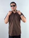 پیراهن لینن آستین کوتاه رنگ شکلاتی 1240364-7 نمای جلو دوم
