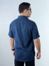 پیراهن کنفی آستین کوتاه رنگ سرمه ای 1240363-4 نمای پشت