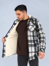 سویشرت پشمی چهارخونه طوسی مردانه داخل خز مناسب فصل پاییز و زمستان