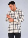 پیراهن پشمی مردانه چهارخانه مشکی سفید ضخیم مناسب پاییز و زمستان