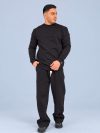 نمای کامل بلوز دورس مردانه سه نخ مشکی یقه گرد ساده