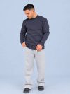نمای کامل بلوز دورس مردانه سه نخ طوسی آبی یقه گرد