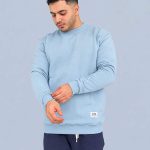بلوز دورس مردانه سه نخ یقه گرد آبی تمام پنبه