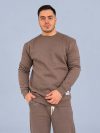 بلوز دورس مردانه سه نخ یقه گرد شکلاتی تمام پنبه
