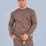 بلوز دورس مردانه سه نخ یقه گرد شکلاتی تمام پنبه