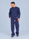نمای کامل بلوز دورس مردانه سه نخ سرمه‌ای یقه گرد ساده